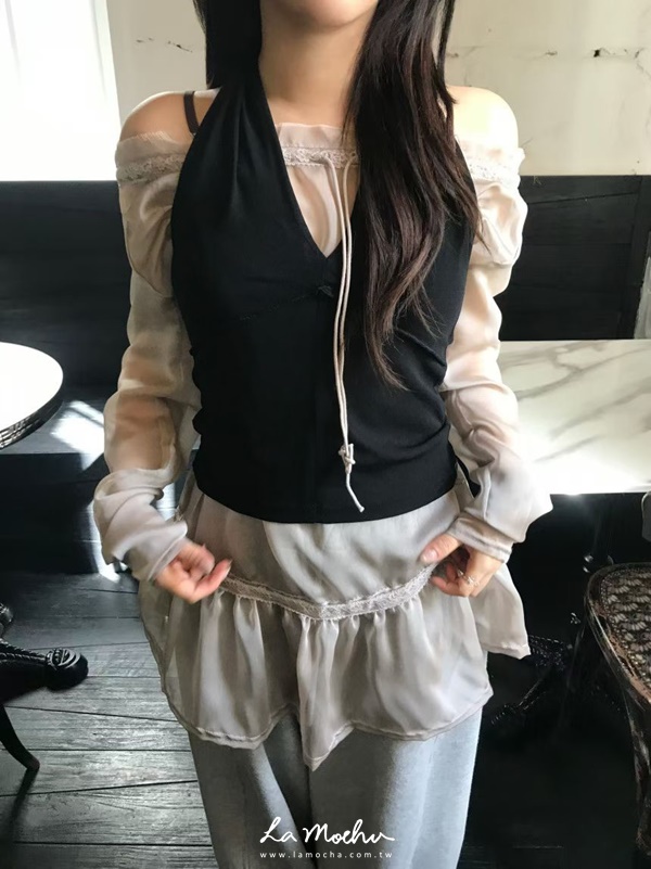 垂墜感美背繞脖背心